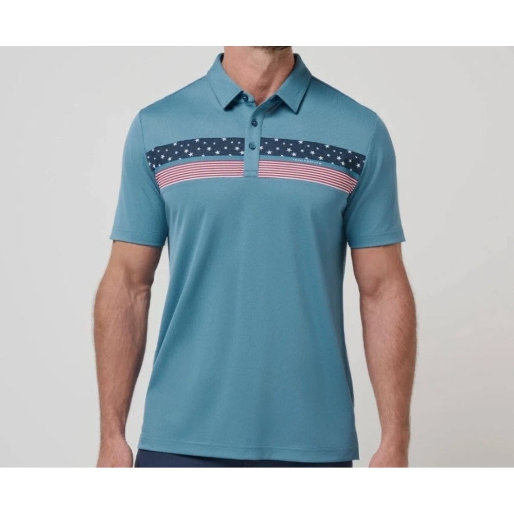 NWT Travis Mathew Good‎ Good Patriot Golf Perfect Polo Shirt Men's S MSRP $89.95